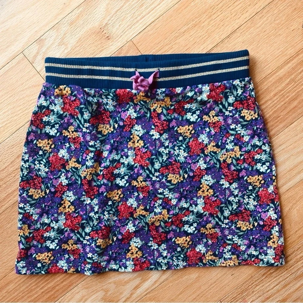 Mini Boden Printed Sweatshirt Skirt Multi Flower size 13-14
